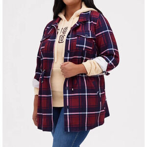 Torrid Size 2 Cozy Plaid Shacket Jacket • Casual Fall Adjustable Waist